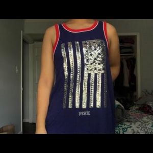VS Pink sequence American flag tank
